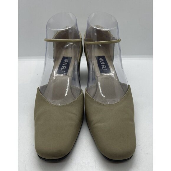 VanEli Beige Square Toe Block Heel Pumps Vintage 90’s Size 7.5N Dress Shoes - Picture 2 of 10